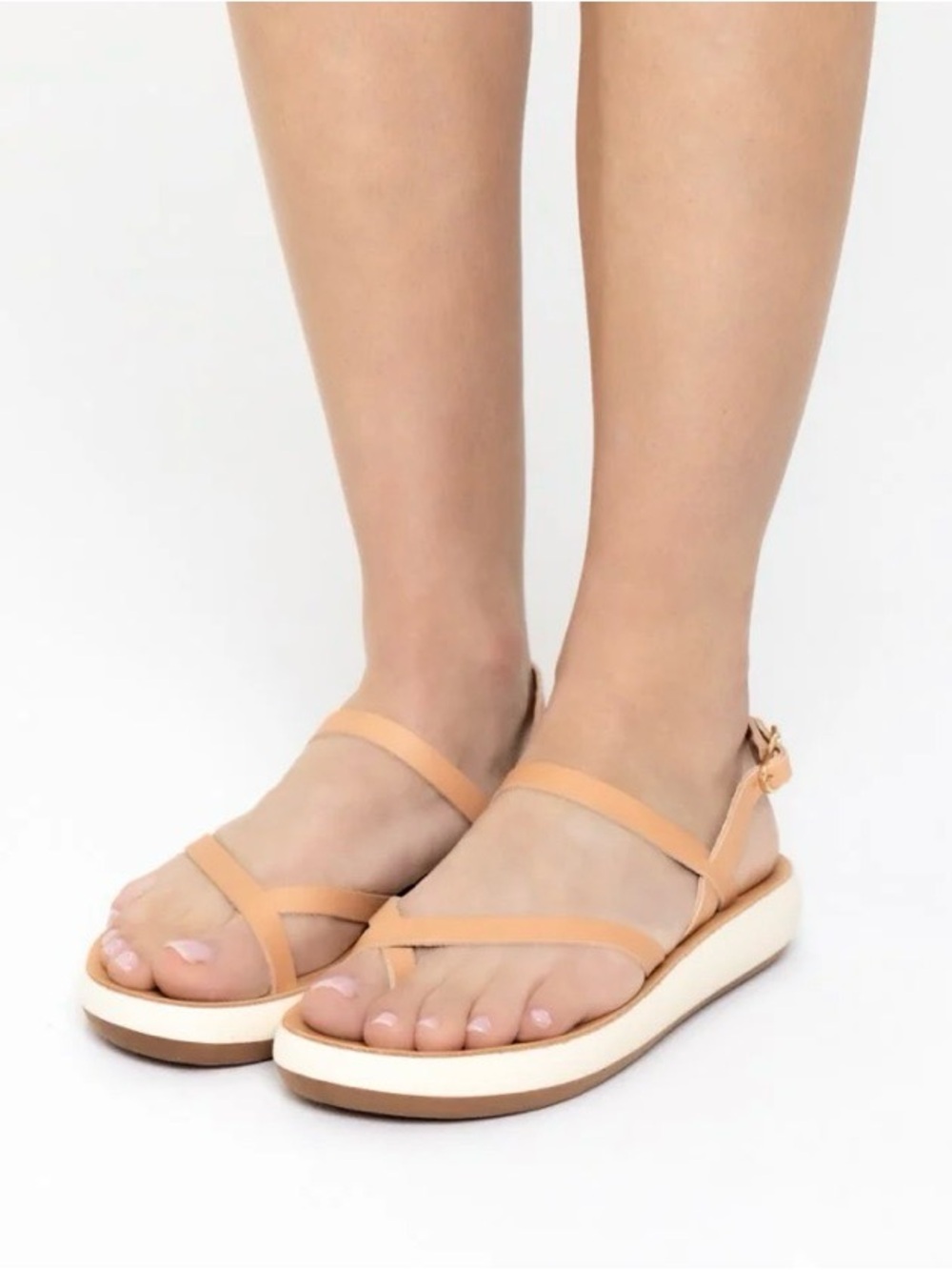 Ancient Greek Sandals Natural Leather Flatform Strappy Sandals